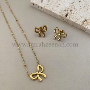 Bow Jewelry Set – Minimal Necklace & Stud Earrings