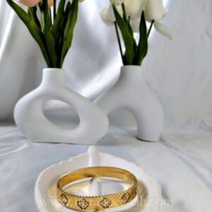 Gulzar Bangle – Floral Gold Zircon Bangle