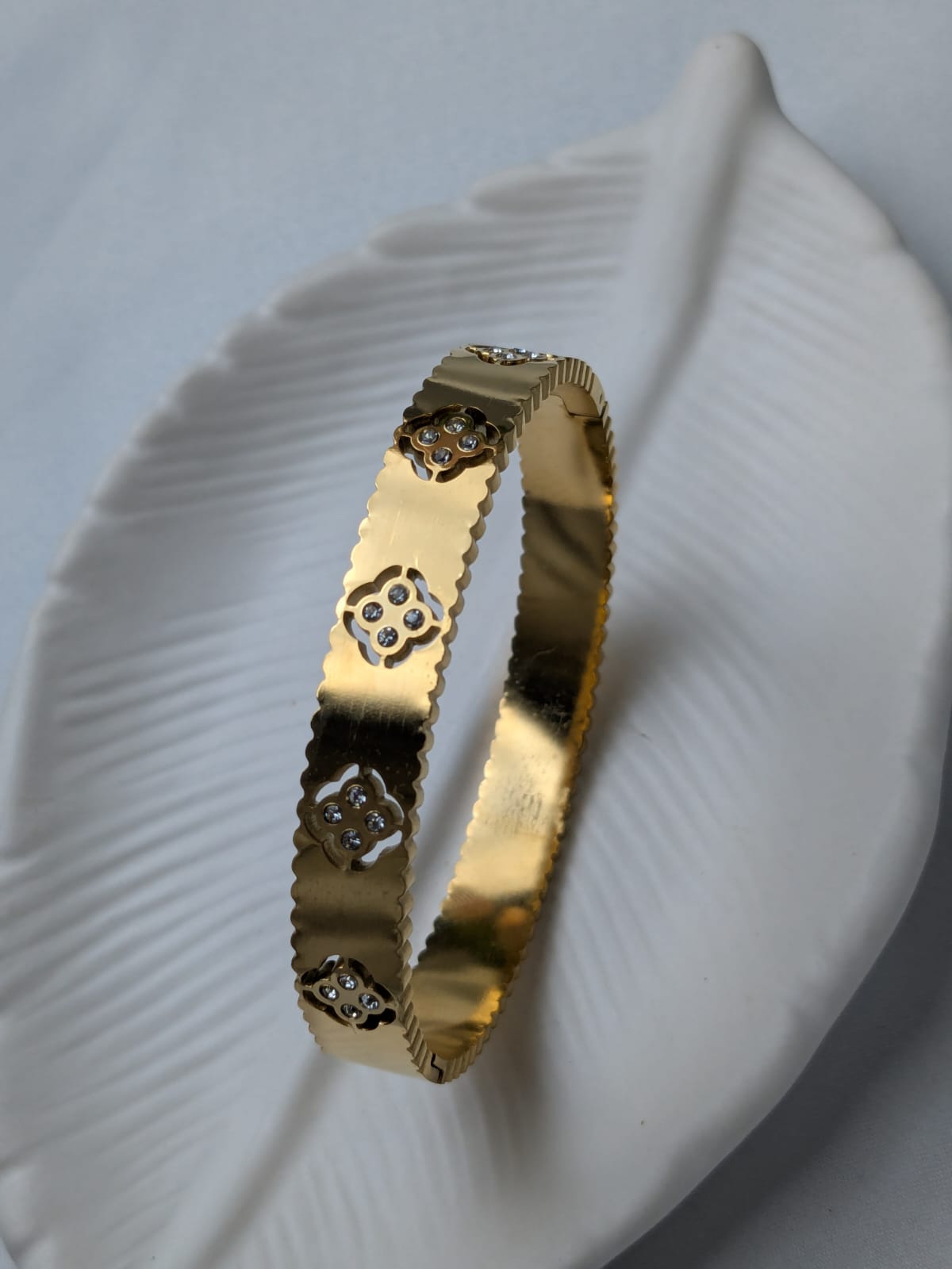 Gulzar Bangle – Floral Gold Zircon Bangle - Image 2