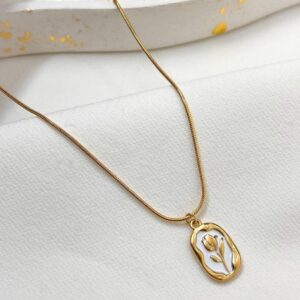 Minimal Tulip Pendant – 316L Stainless Steel Necklace