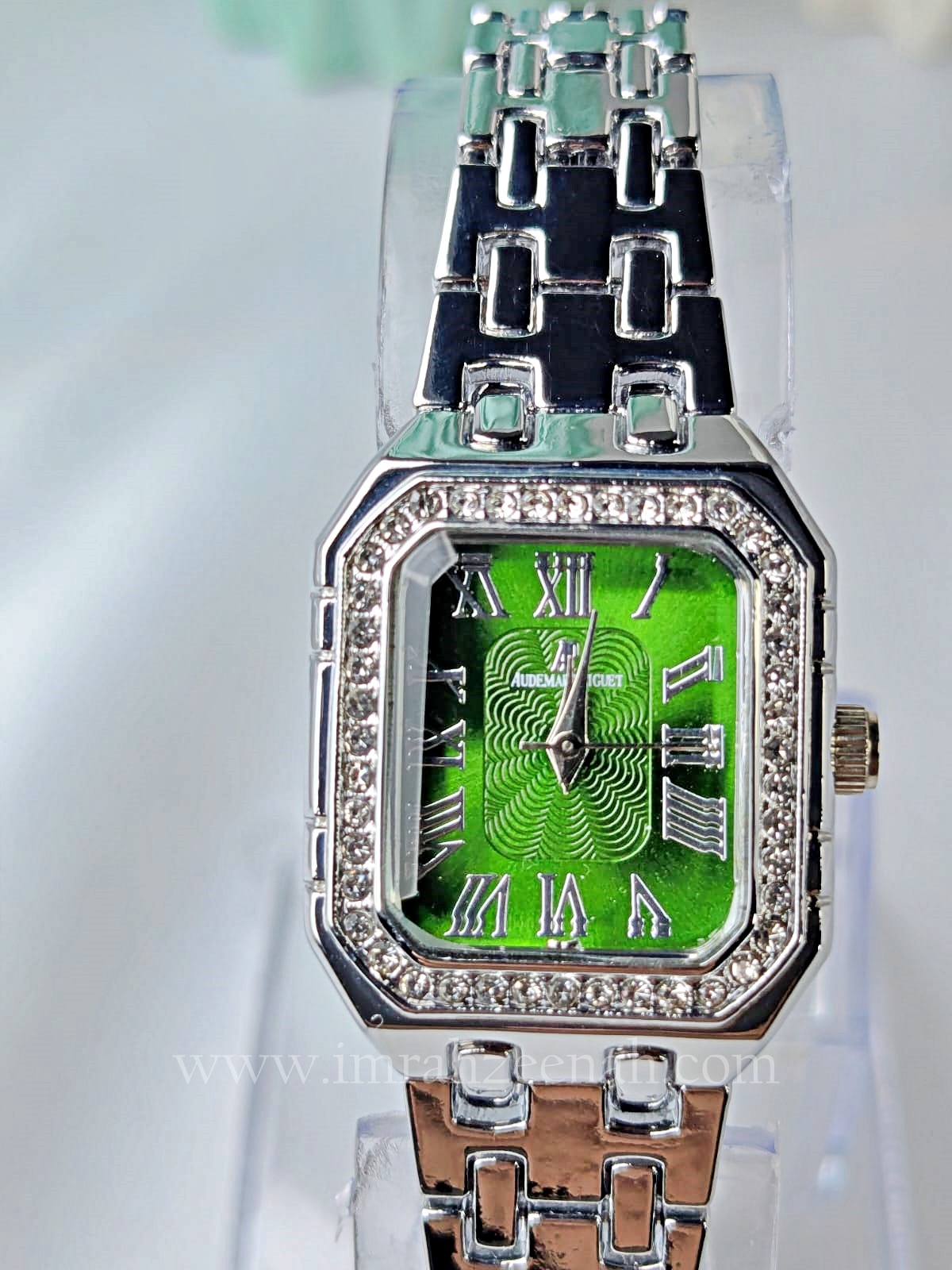 AP wrist watch with luxury diamontees green dial with roman numerals