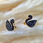 Black Swan Stud Earrings – Elegant Waterproof Stainless Steel