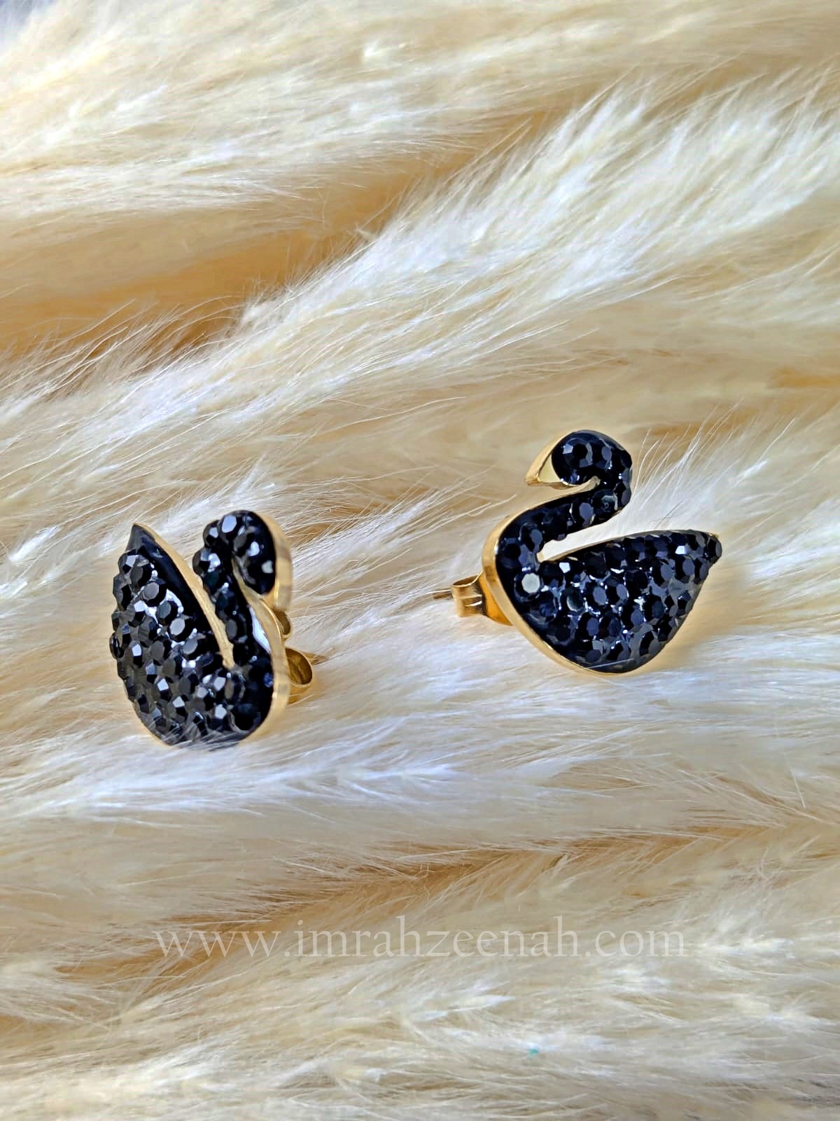 Black Swan Stud Earrings – Waterproof, Anti Tarnish, Stainless Steel, Hypoallergenic Daily Wear Jewelry