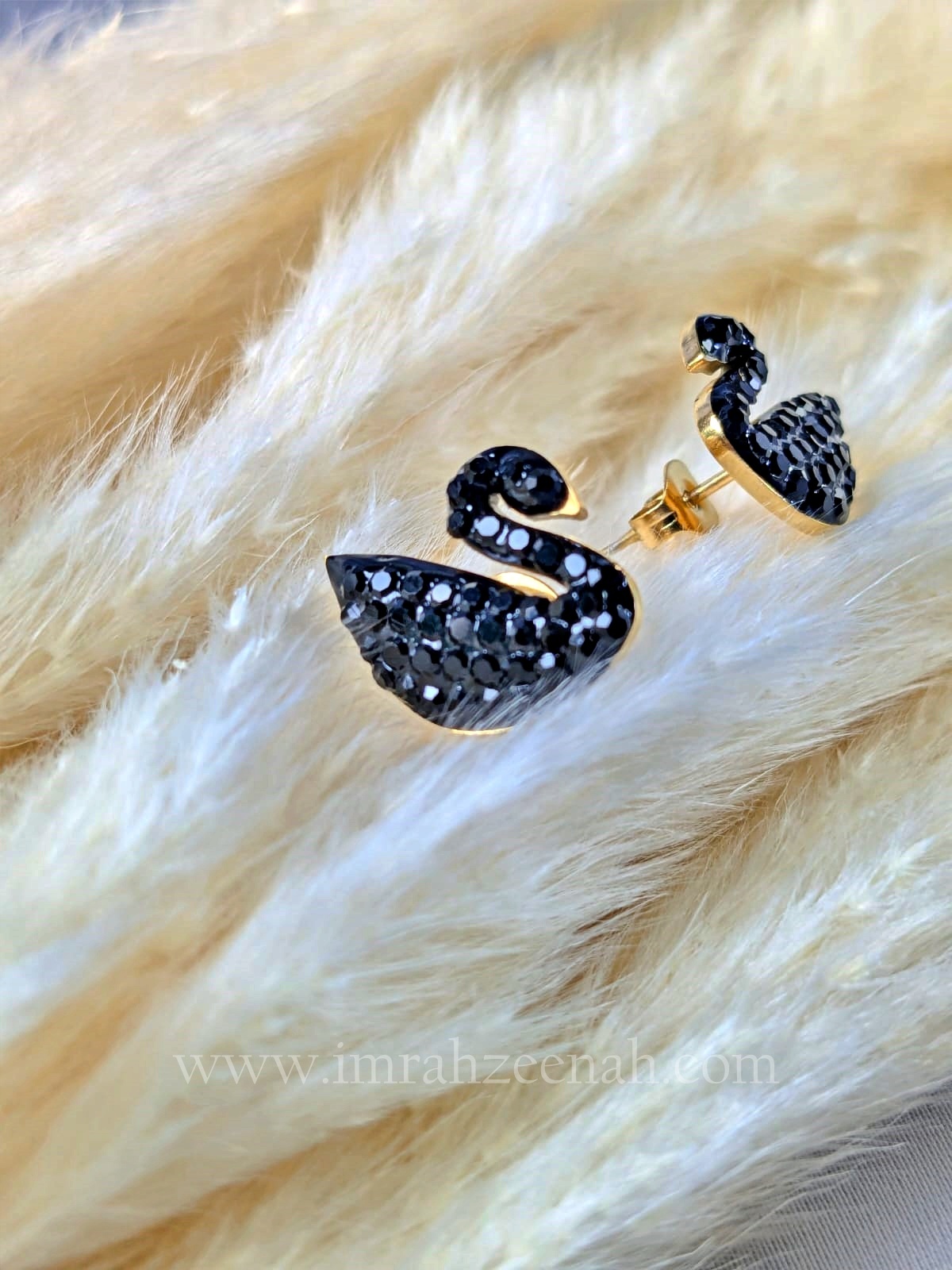 Black Swan Stud Earrings – Waterproof, Anti Tarnish, Stainless Steel, Hypoallergenic Daily Wear Jewelry