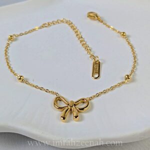 Minimal Bow Bracelet – Waterproof, Anti Tarnish, Stainless Steel, Hypoallergenic Jewelry for Women