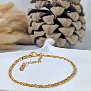 Cordena Rope Anklet Stainless Steel Gold