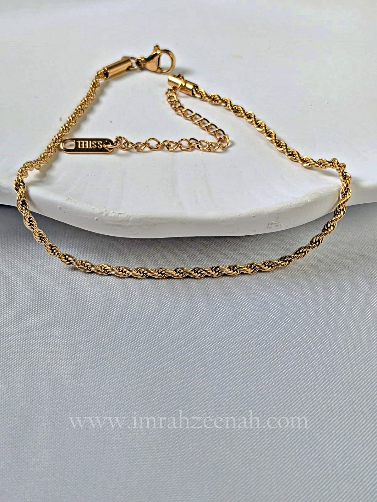 Cordena Rope Anklet Stainless Steel Gold