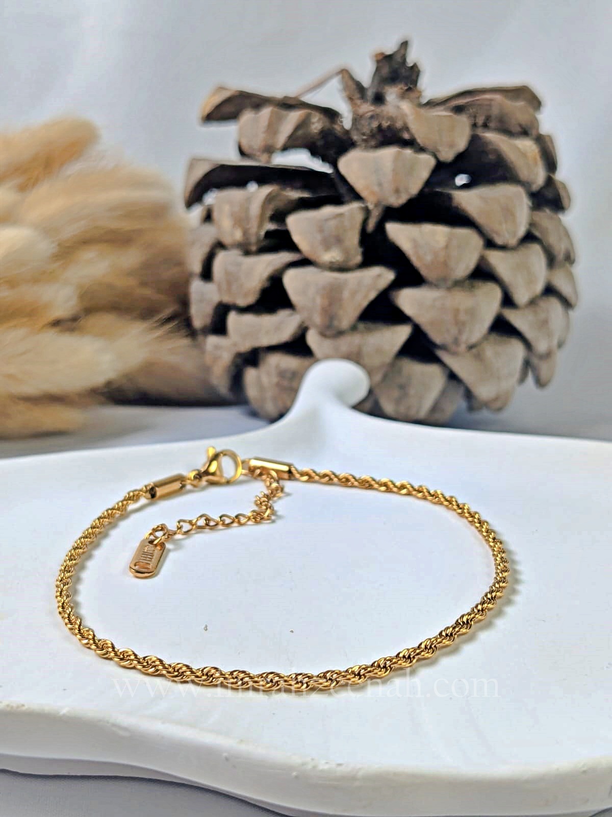 Cordena Rope Anklet Stainless Steel Gold