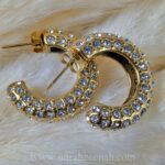 Crystal Encrusted Hoop Earrings – Gold Stainless Steel