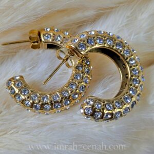 Gold Hoop Earrings with Crystals – Statement Jewelry