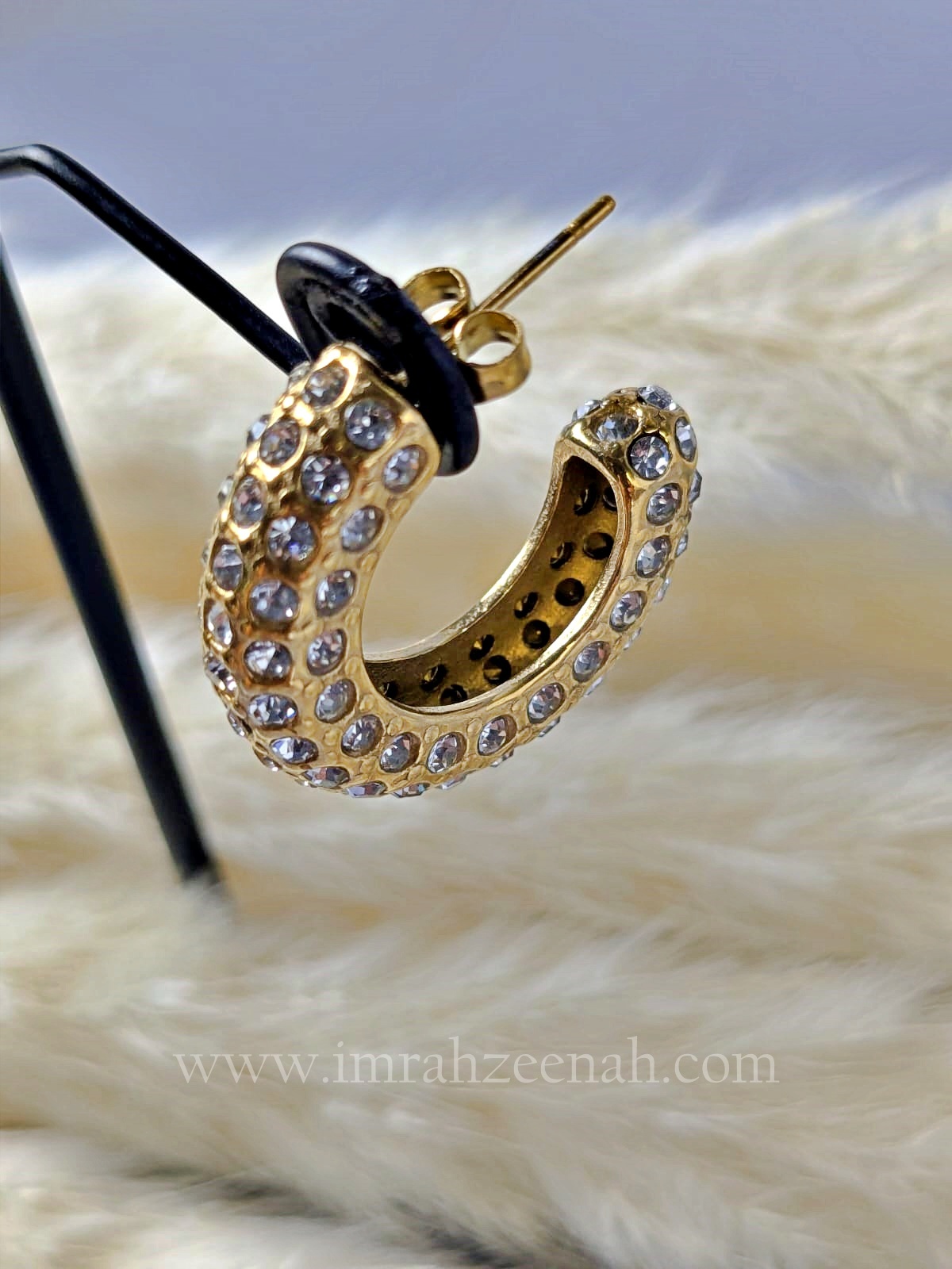 Gold Hoop Earrings with Crystals – Statement Jewelry