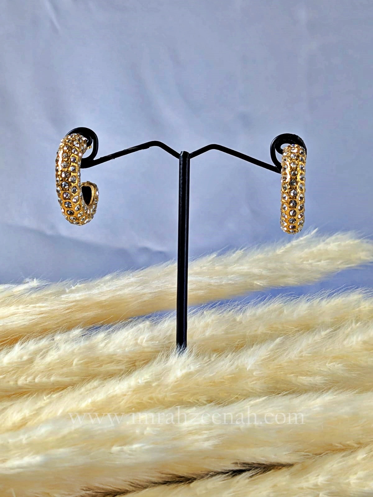 Gold Hoop Earrings with Crystals – Statement Jewelry