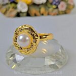 Elegant Pearl Adjustable Ring – Gold Plated