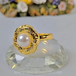 Elegant Pearl Adjustable Ring – Gold plated, waterproof, hypoallergenic ladies jewelry