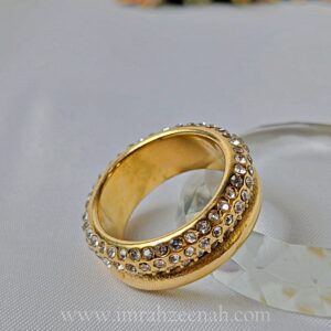 Gold Crystal Dome Ring – Stainless Steel, Anti Tarnish