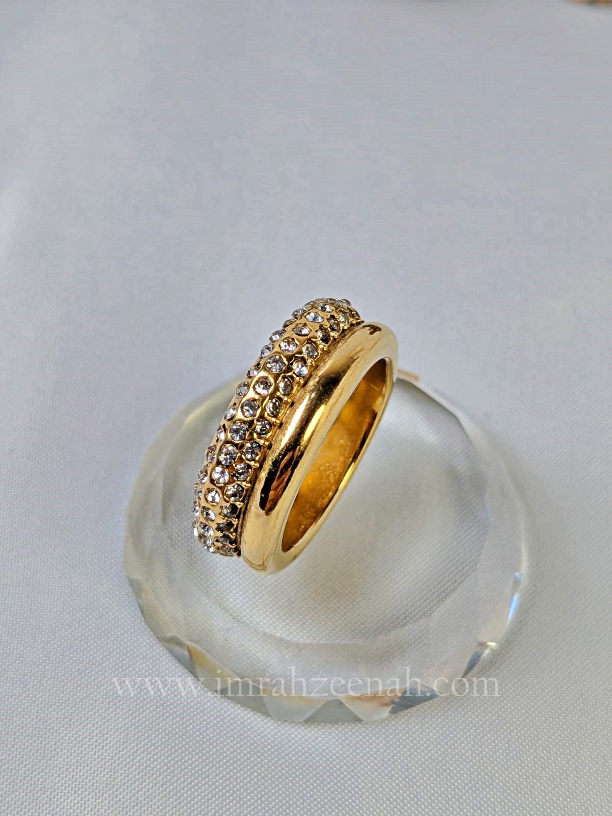 Gold Crystal Dome Ring – Stainless Steel, Anti Tarnish