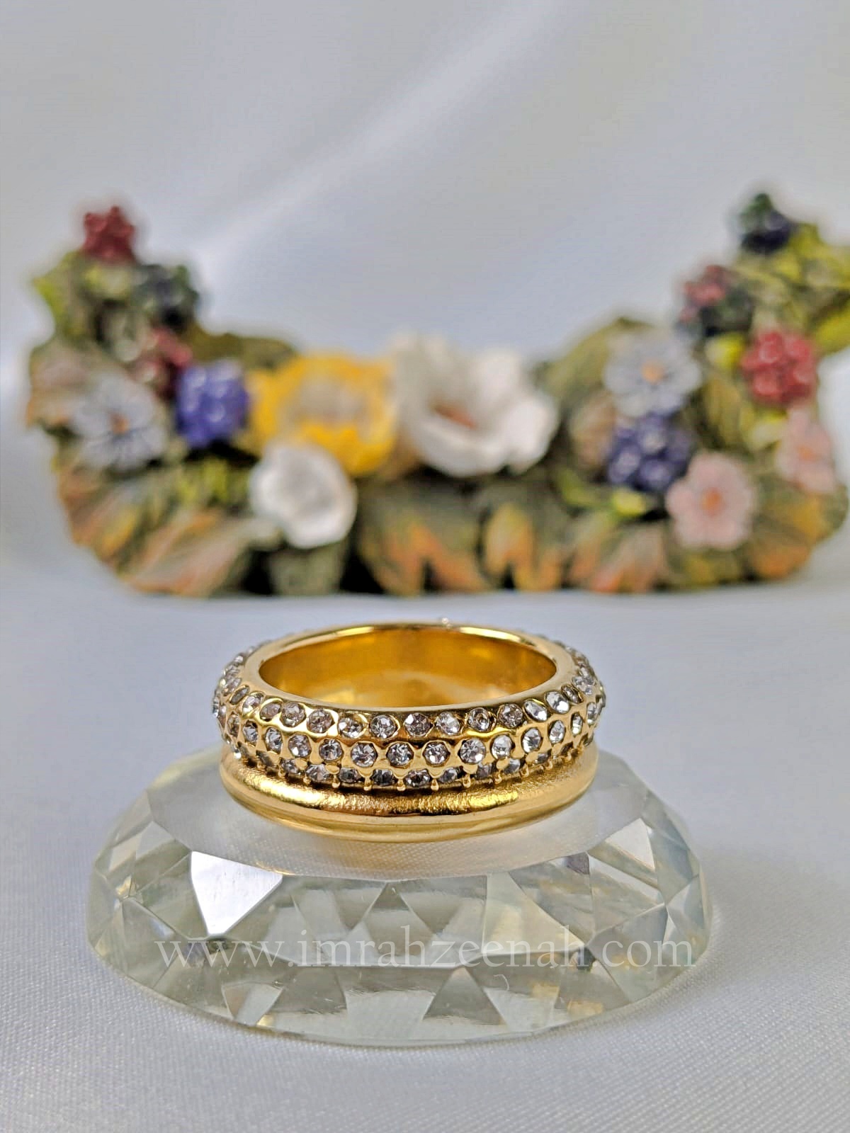 Gold Crystal Dome Ring – Stainless Steel, Anti Tarnish