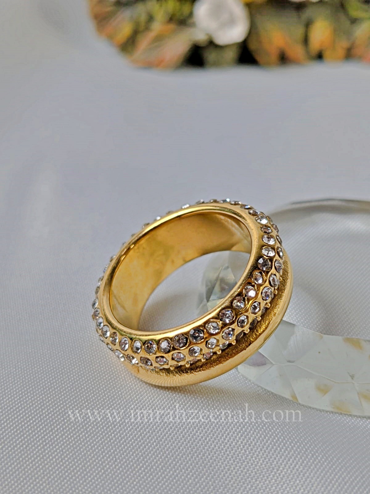 Gold Crystal Dome Ring – Stainless Steel, Anti Tarnish