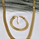 Gold Mesh Jewelry Set – Necklace & Bracelet