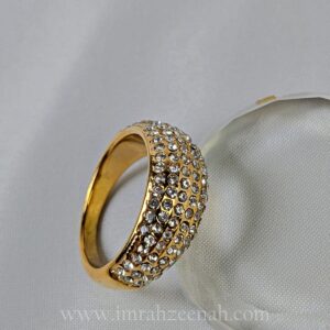 Gold Multi-Row Crystal Dome Ring – Stainless Steel, Anti Tarnish