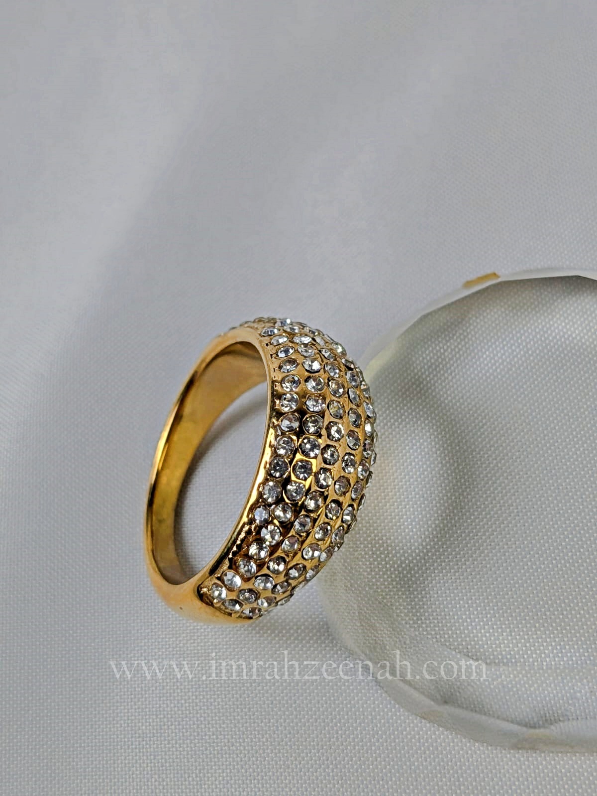 Gold Multi-Row Crystal Dome Ring – Stainless Steel, Anti Tarnish