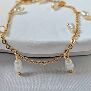 Golden Chain Anklet with Pearl Charms – Waterproof & Anti-Tarnish