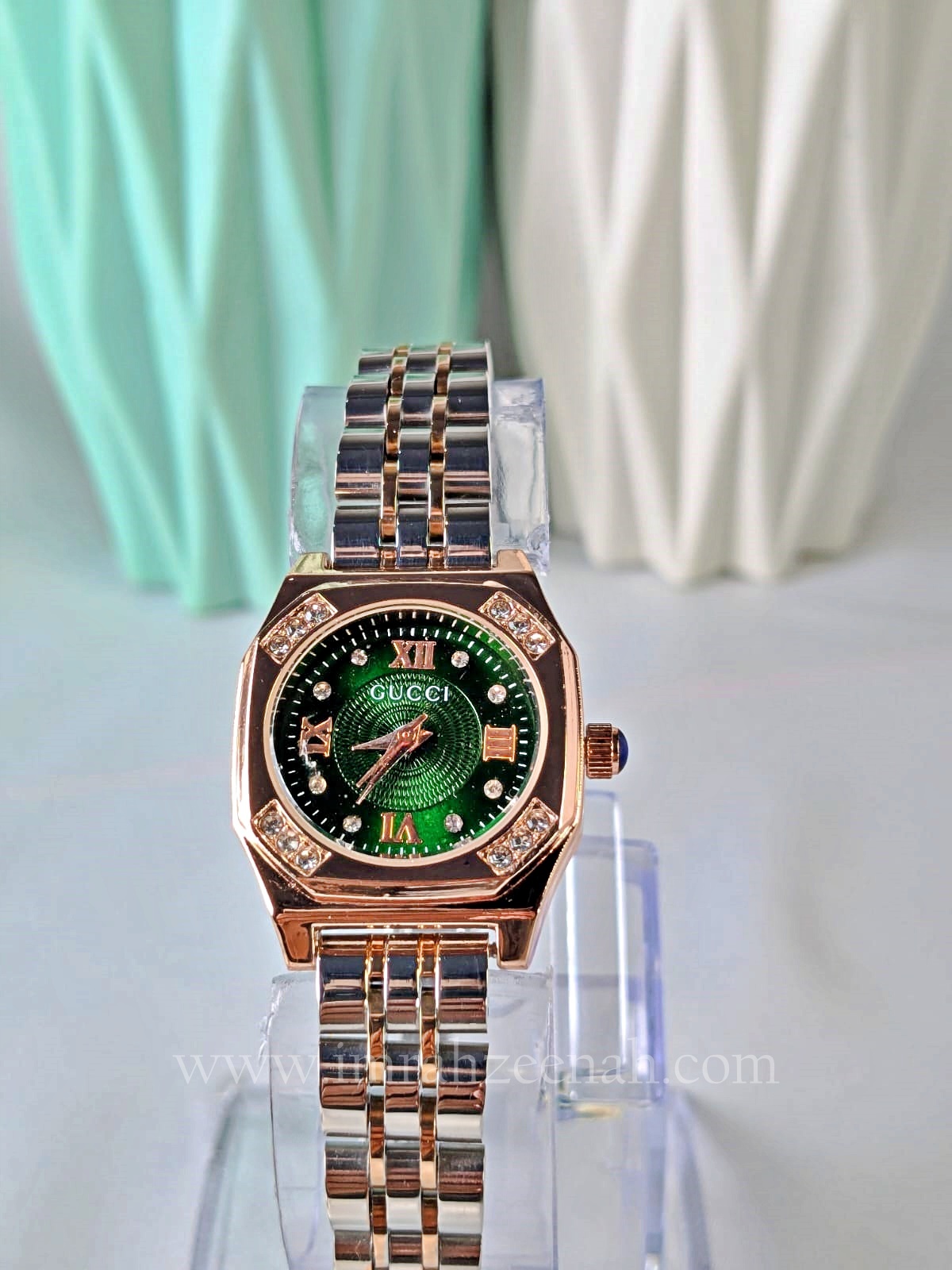 Gucci Inspired watch green dial with diamontees ladies wrist watch
