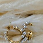 Pearl Cluster Hoop Earrings – Gold Finish, Stainless Steel