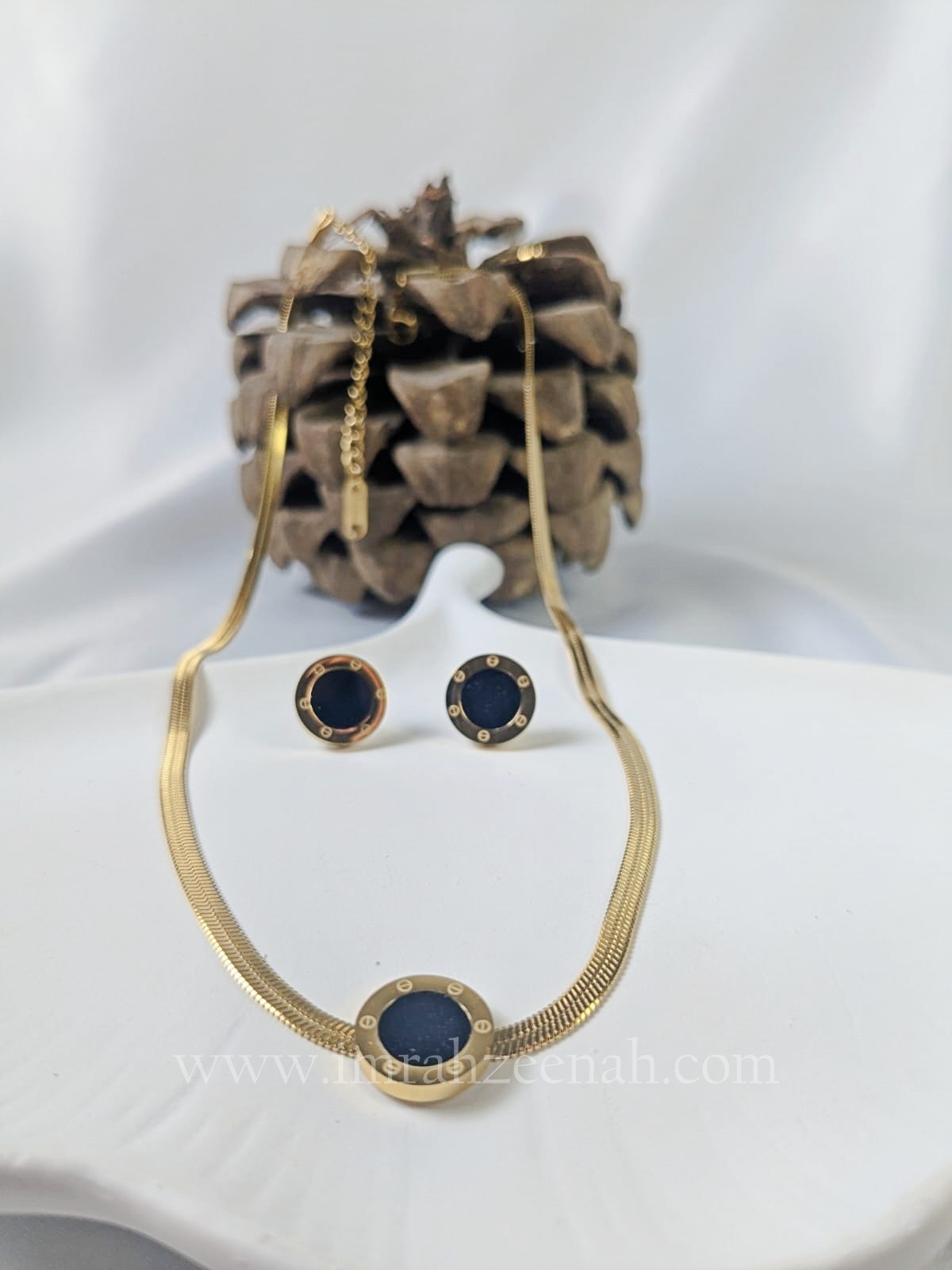 Roman Numeral Necklace & Studs Set - White & Black Variants