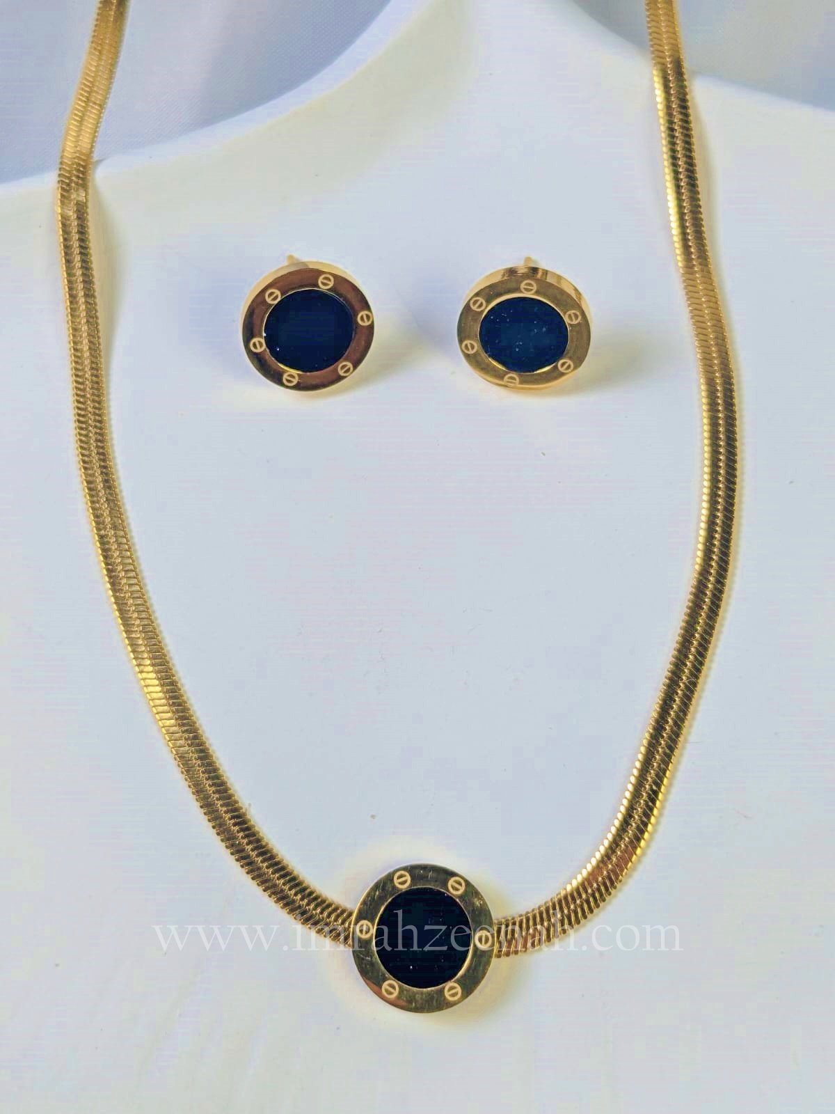 Roman Numeral Necklace & Studs Set - White & Black Variants