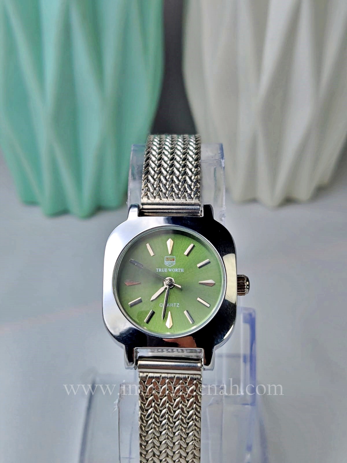 TW Silver Mesh Jewelry Bracelet Watch Masterpiece green dial stainless steel