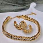 Tennis Style Bracelet & Diamontee Circle Earrings Set