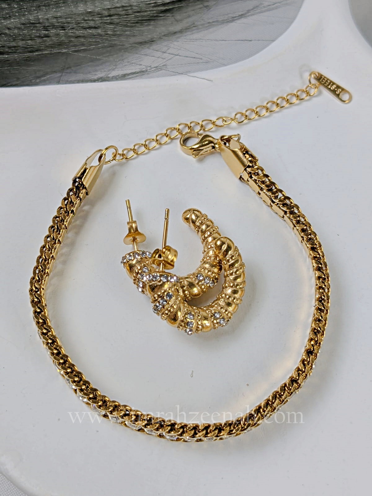 tennis style bracelet and diamontee circle earrings set