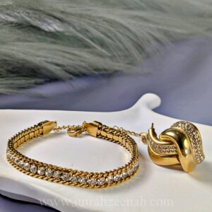 tennis style bracelet and studs jewelry set