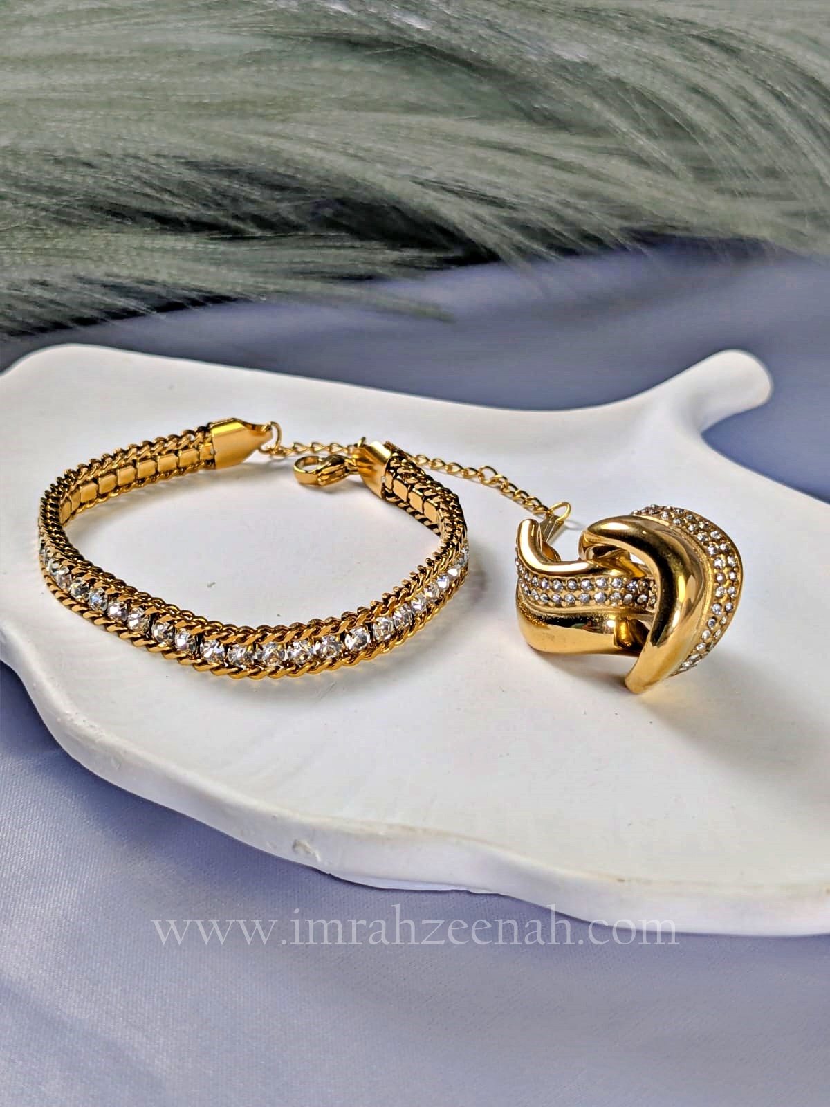 tennis style bracelet and studs jewelry set