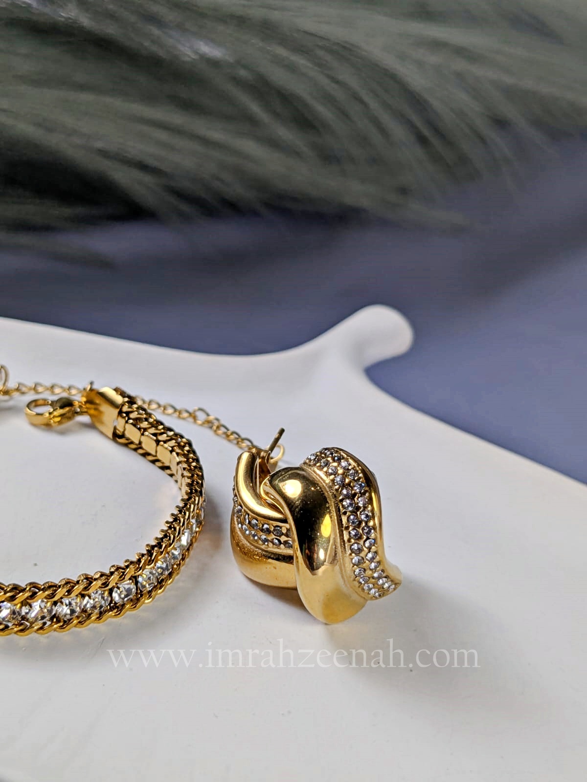 tennis style bracelet and studs jewelry set