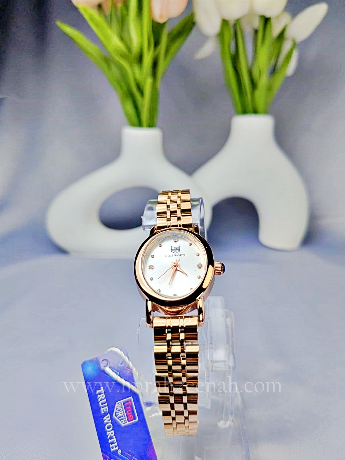 TW Aeri oval watch stainless steel with butterfly clasp rose gold color