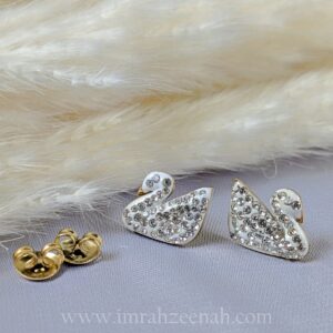 White Swan Stud Earrings – Waterproof, Anti Tarnish, Stainless Steel, Hypoallergenic Daily Wear Jewelry