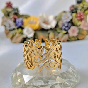 luxe leaf stainless steel adjustable wide ring