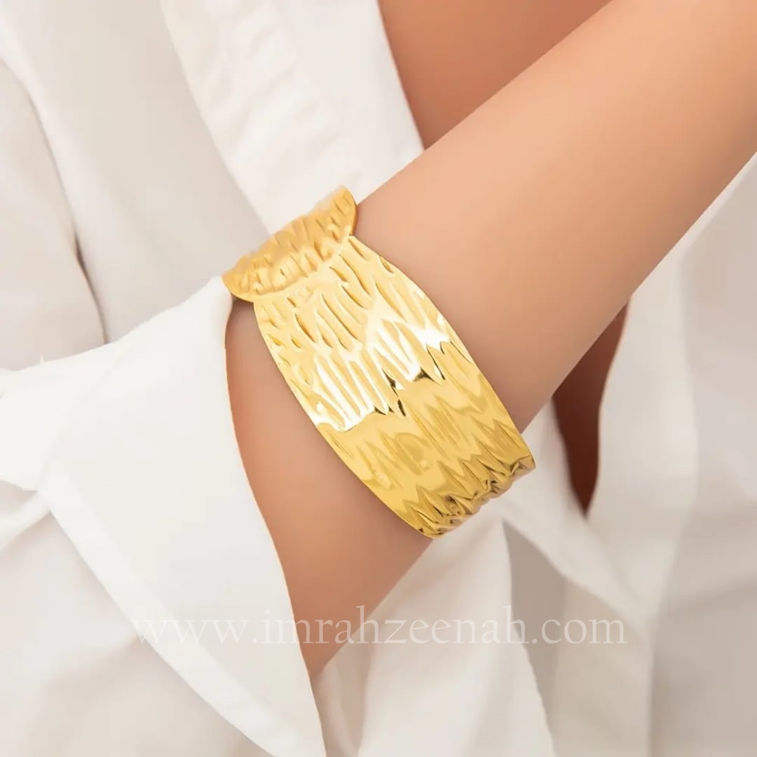 sculpted wide statement cuff inspired by nature design
